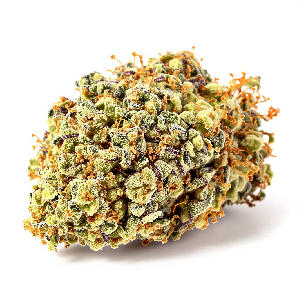 Kuchi 64% indica / 36% sativa flower with visible trichomes