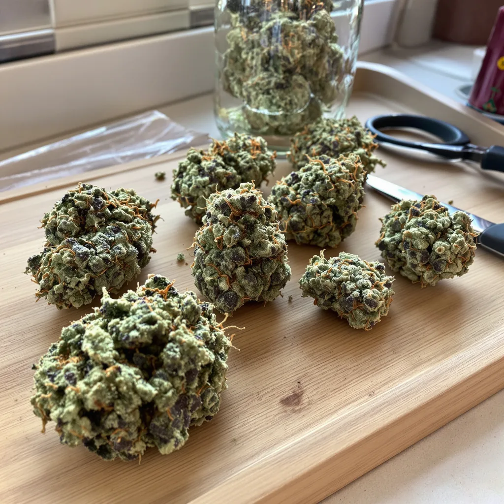L.A. Sunshine 60% indica / 40% sativa flower with visible trichomes