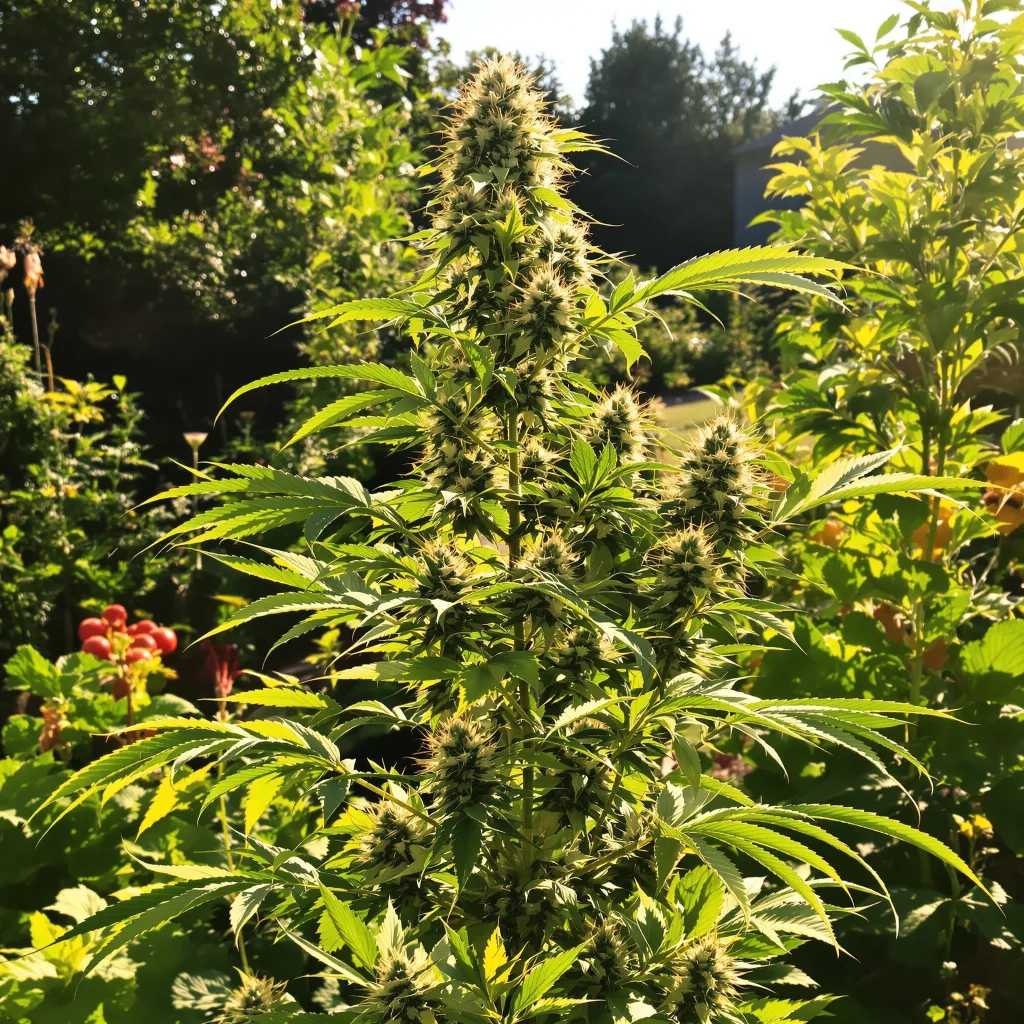 L.A. Sunshine 60% indica / 40% sativa flower with visible trichomes