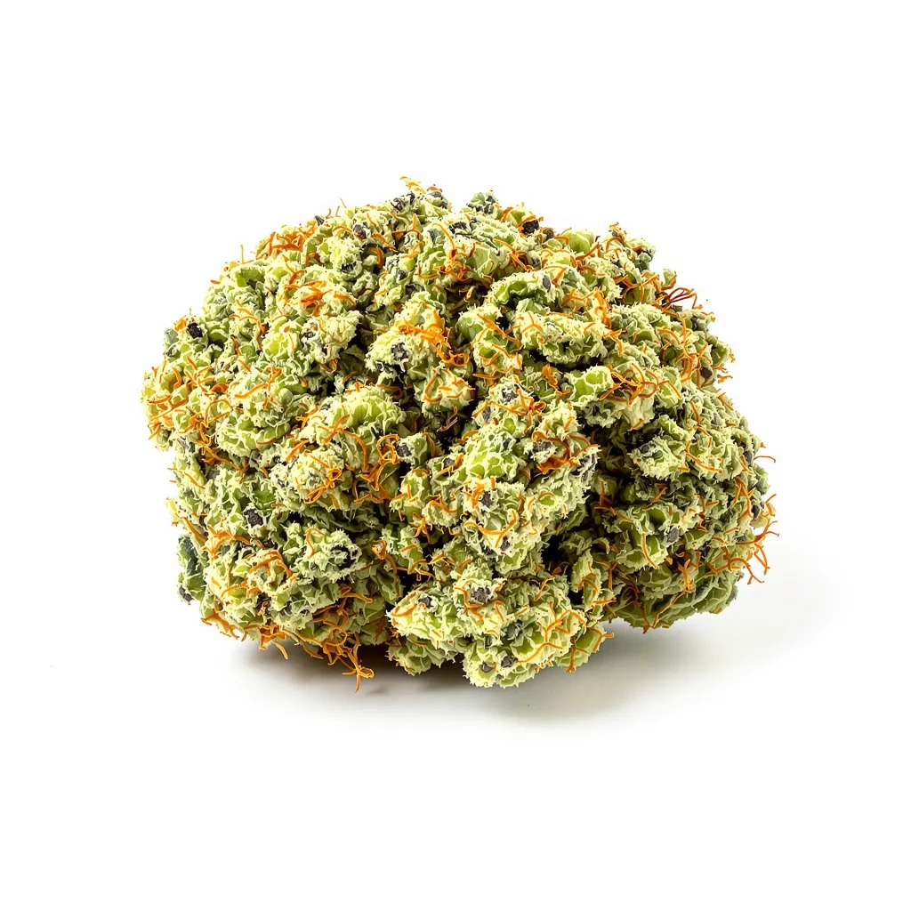 Lambo 7% indica / 93% sativa flower with visible trichomes
