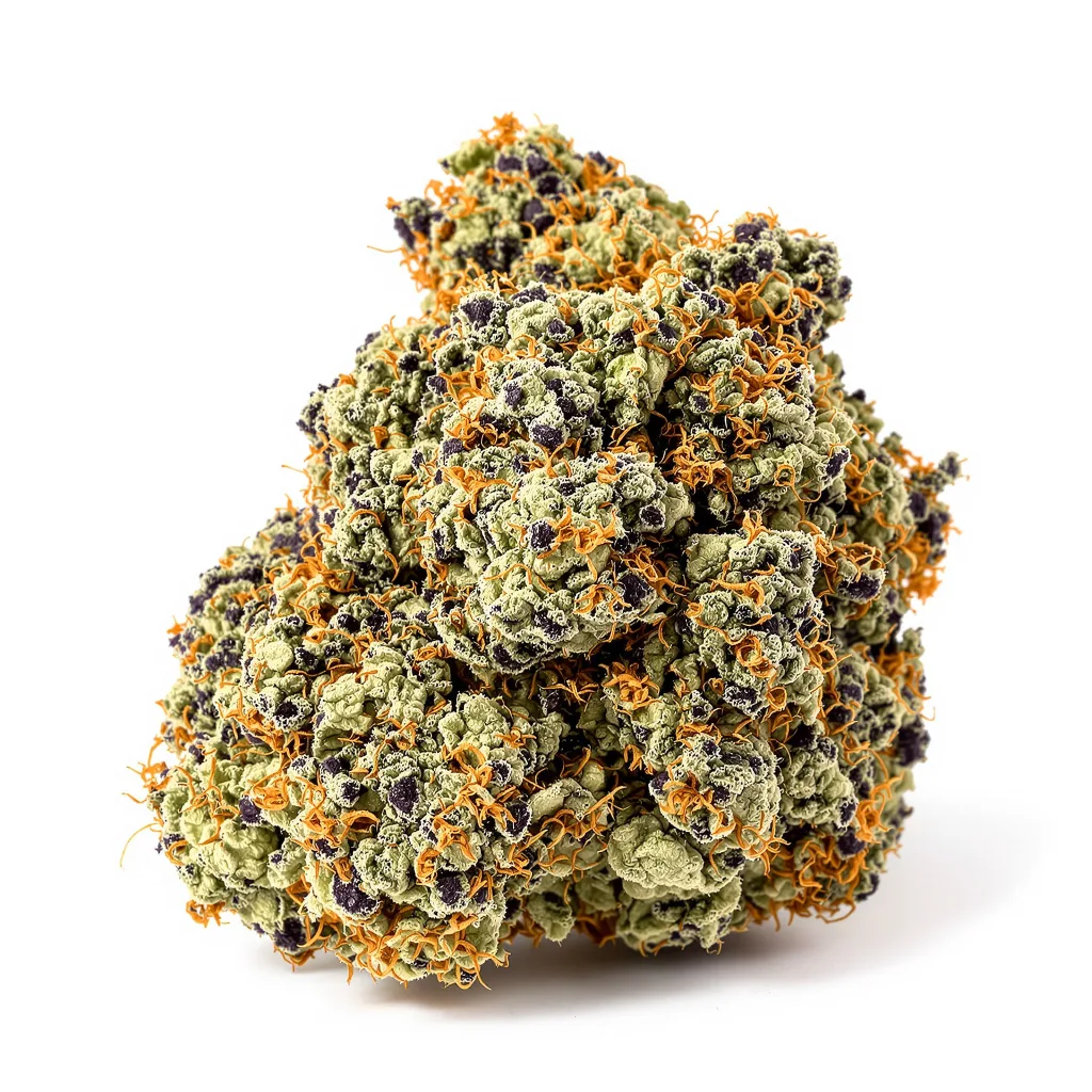 Lava Cake 80% indica / 20% sativa flower with visible trichomes