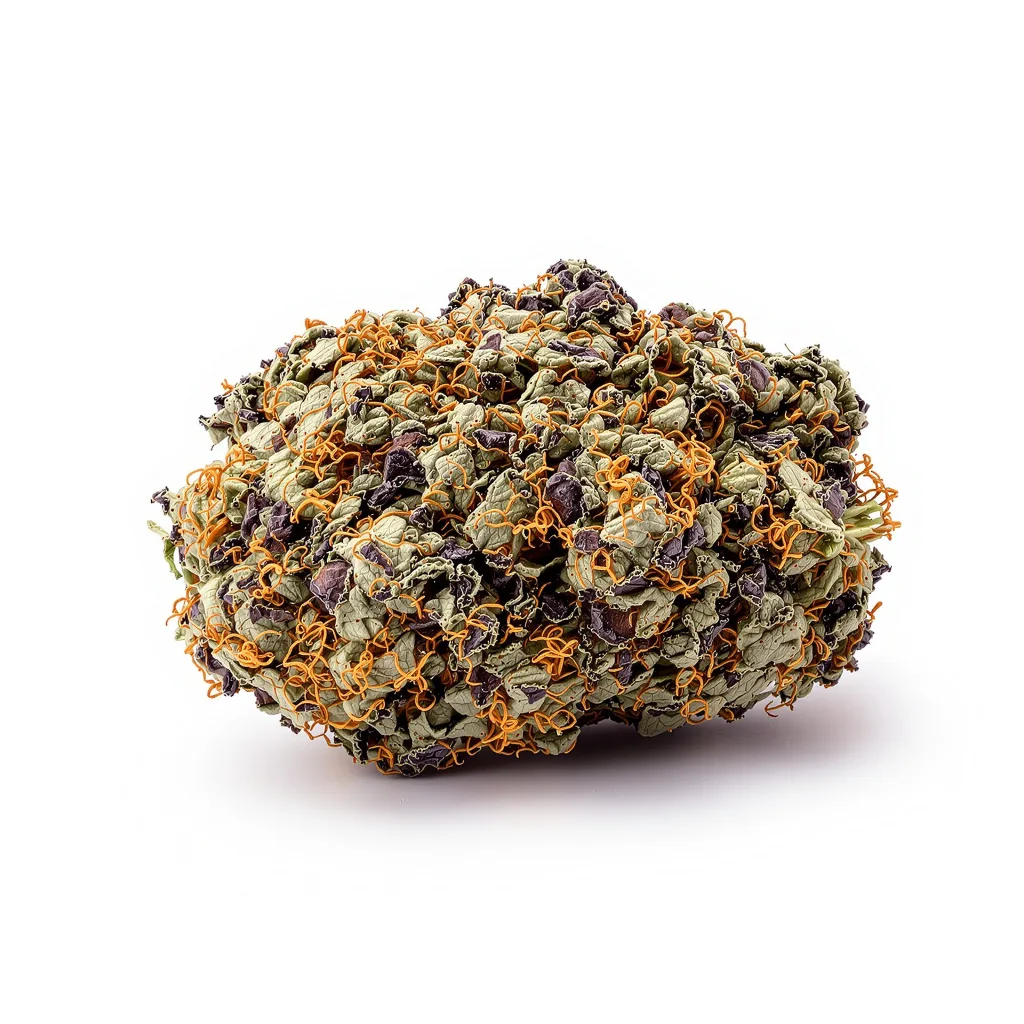 Legend OG 69% indica / 31% sativa flower with visible trichomes