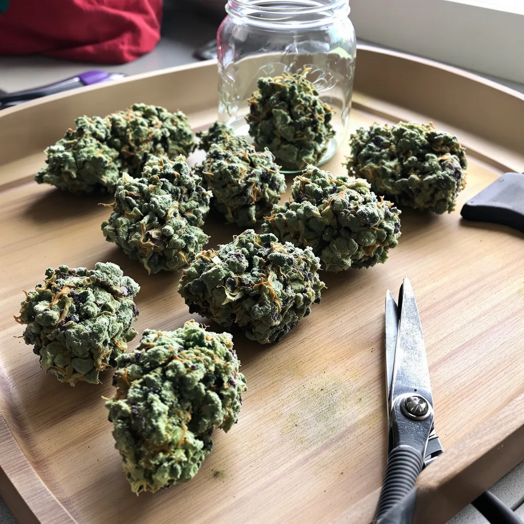 Lemon 57% indica / 43% sativa flower with visible trichomes