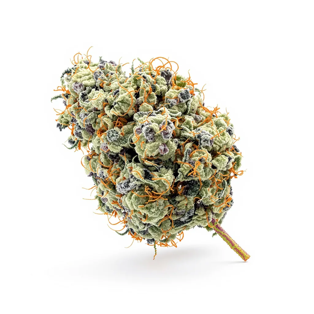 Lemon 57% indica / 43% sativa flower with visible trichomes