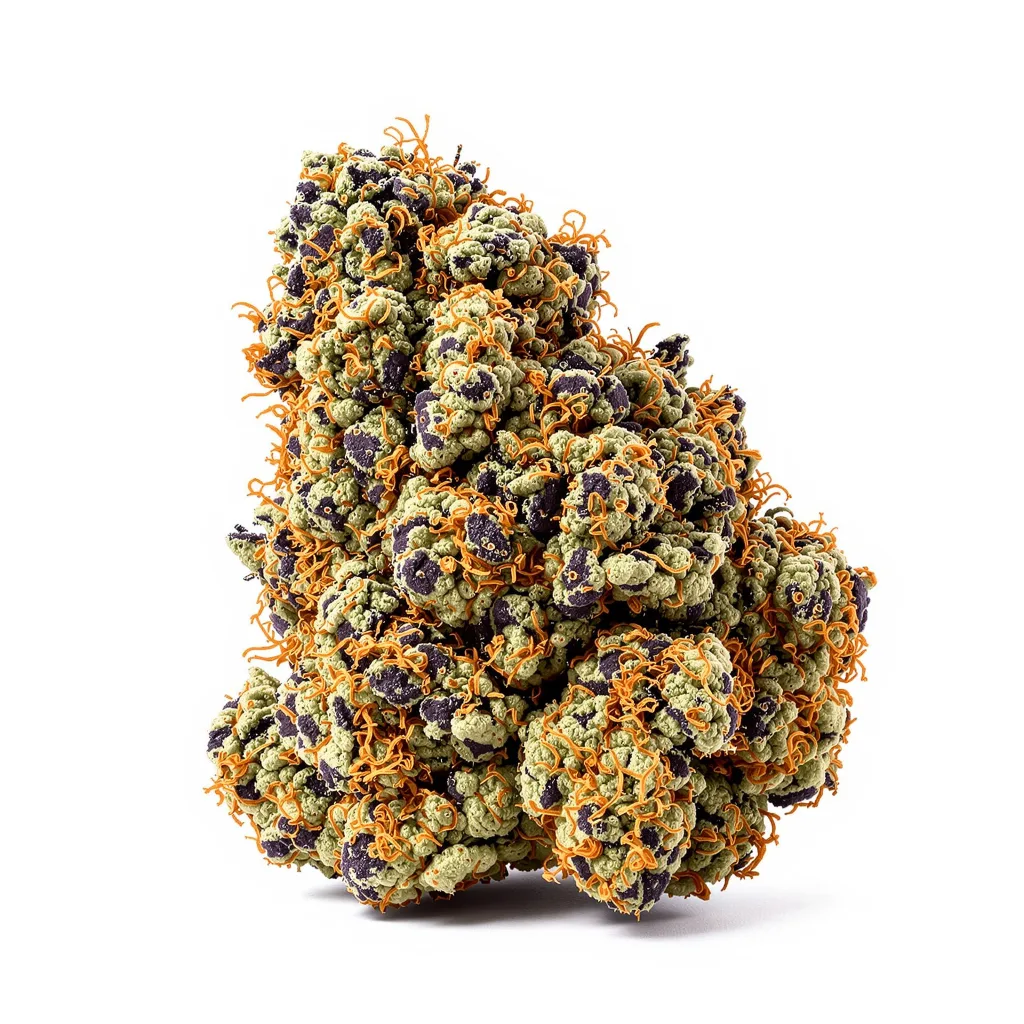 Lemon Daddy 68% indica / 32% sativa flower with visible trichomes