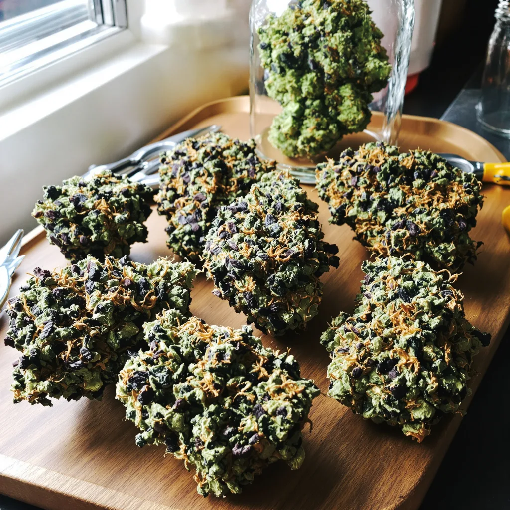 Lemon Drizzle 67% indica / 33% sativa flower with visible trichomes