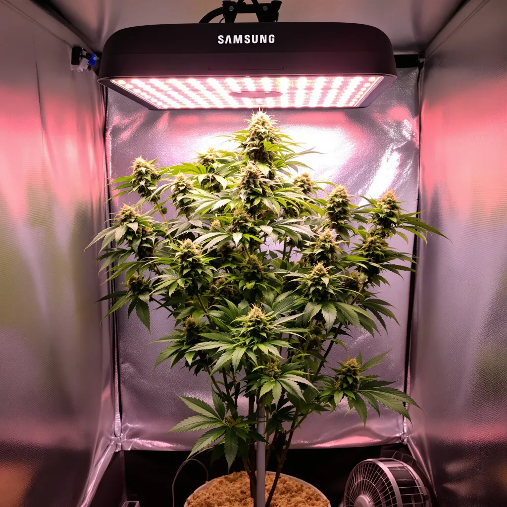 Lemon Garlic OG cannabis plant in flowering stage — 90-130 cm feminised