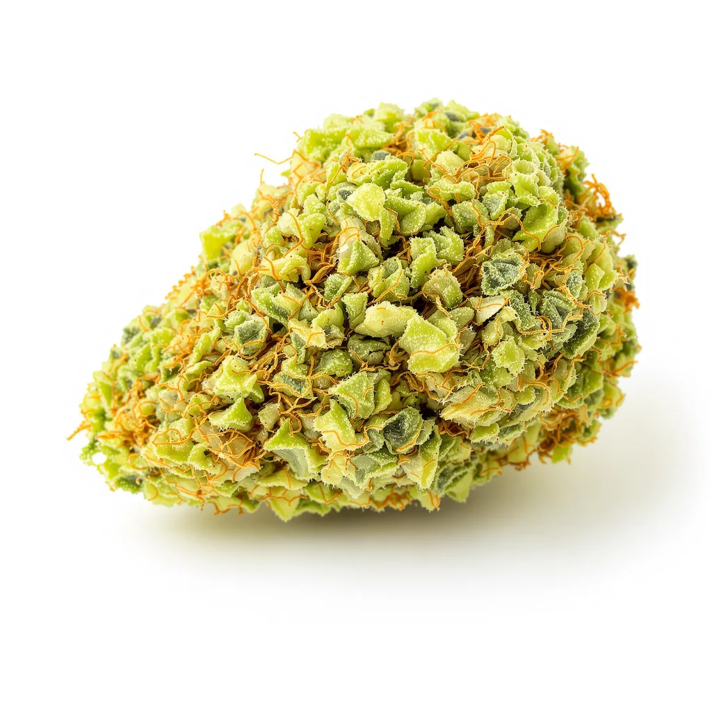 Lemon Haze 23% indica / 77% sativa flower with visible trichomes