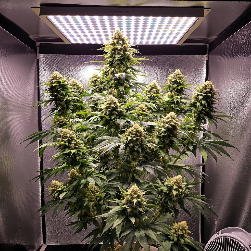 Lemon Kush cannabis plant in flowering stage — around 120 cm feminised