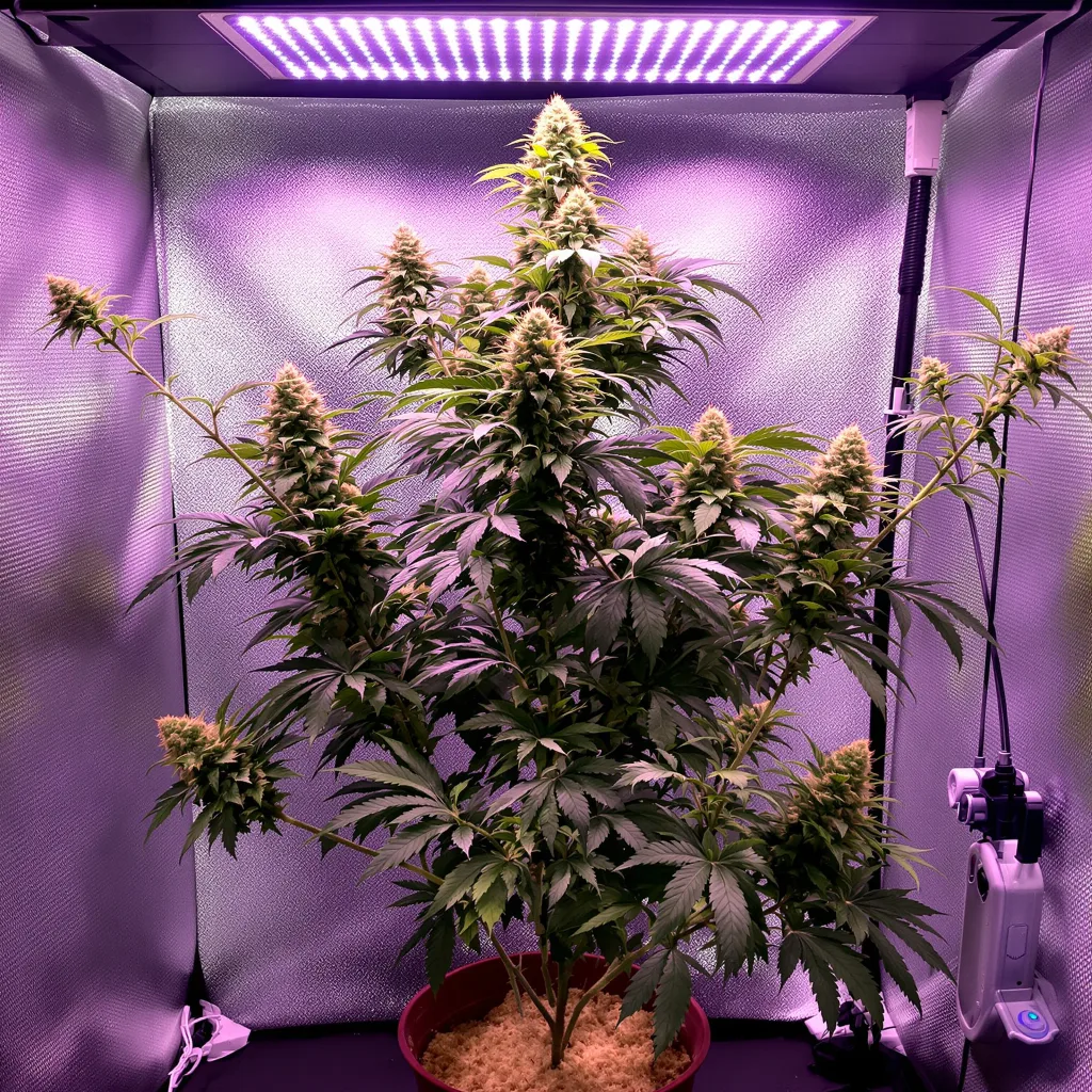Lemon OG Kush cannabis plant in flowering stage — 60-100 cm autoflower