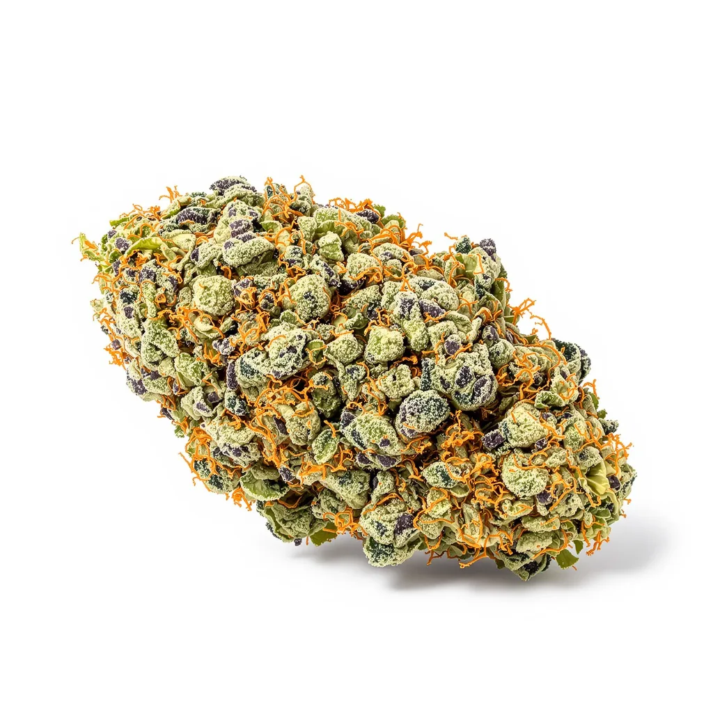 Lemon Tree 61% indica / 39% sativa flower with visible trichomes