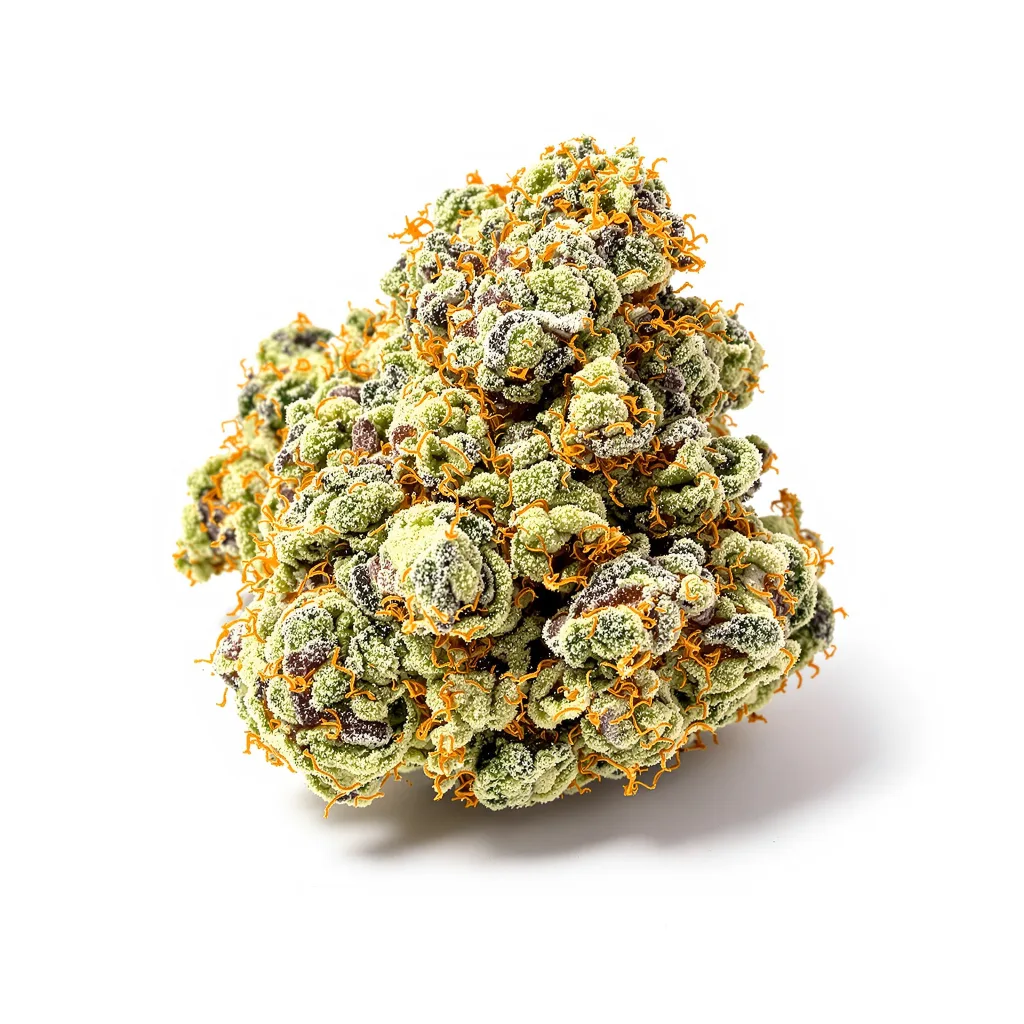 Lethal Purple 38% indica / 62% sativa flower with visible trichomes