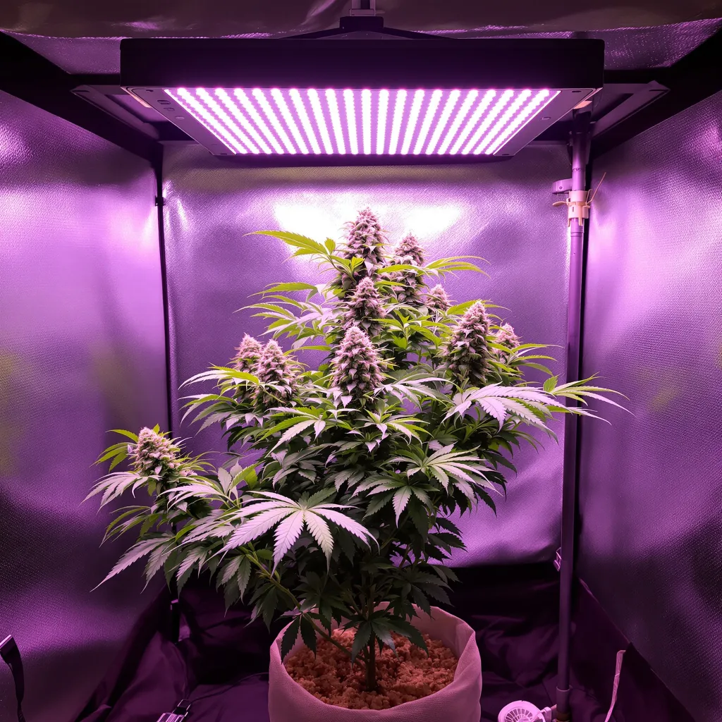 Lime Purple Mist cannabis plant in flowering stage — 90-130 cm feminised