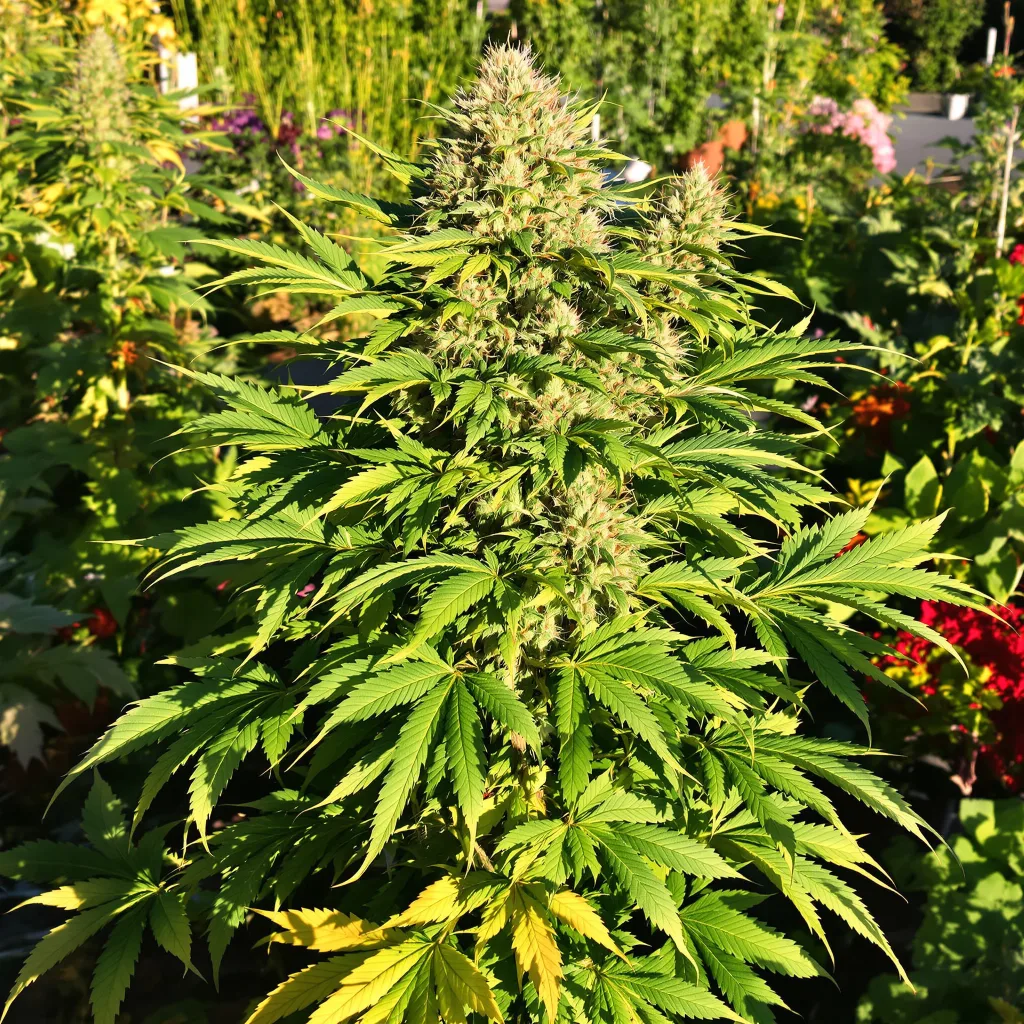 Lime Purple Mist 74% indica / 26% sativa flower with visible trichomes