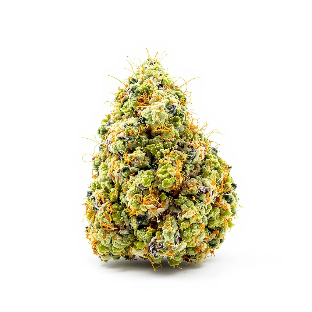 Love Potion #1 30% indica / 70% sativa flower with visible trichomes