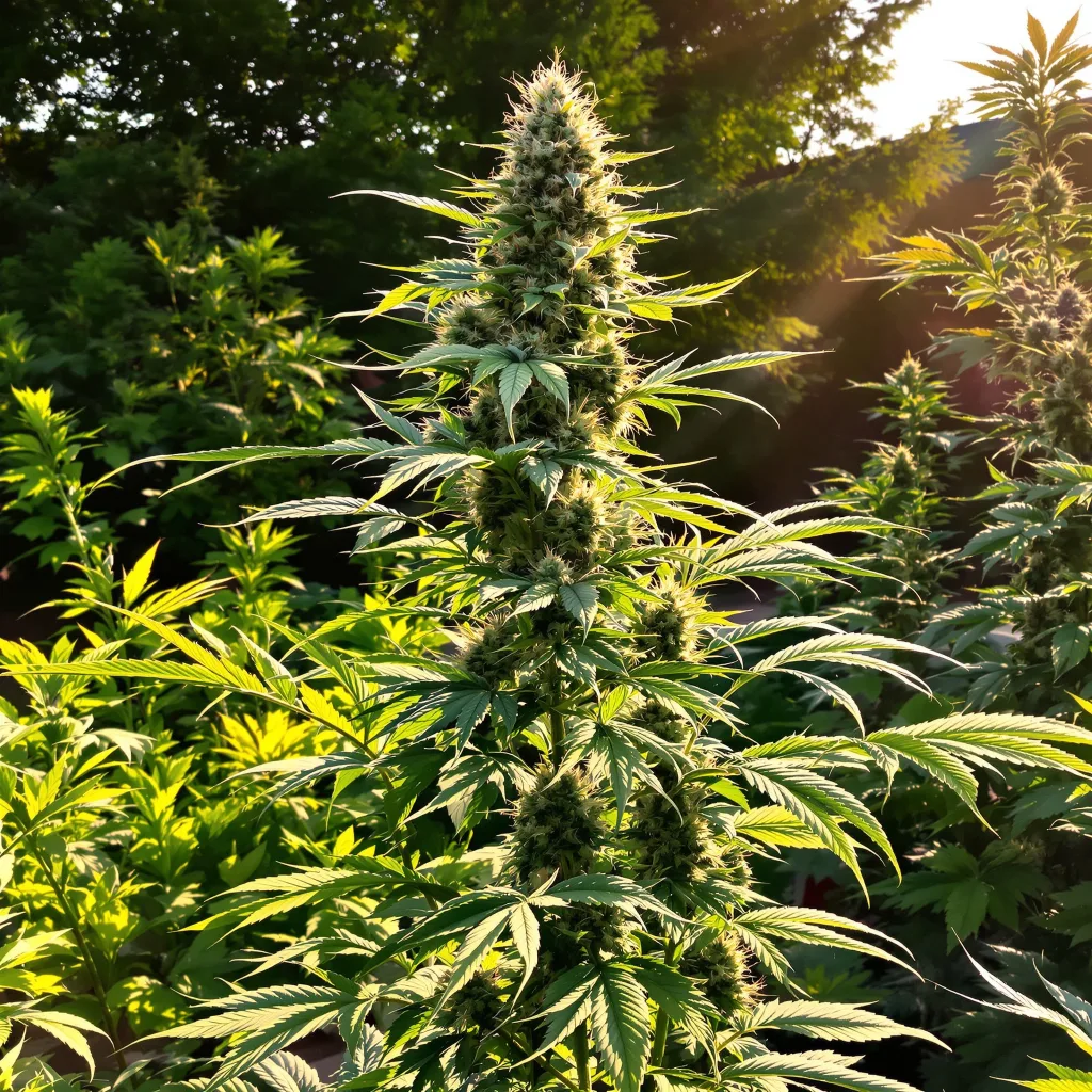 Lucid Blue 61% indica / 39% sativa flower with visible trichomes