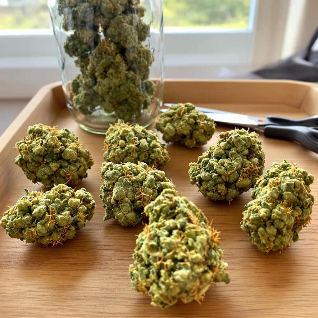 Lucid Dream Kush 9% indica / 91% sativa flower with visible trichomes