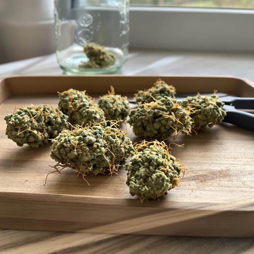 Lucid Dream Kush 9% indica / 91% sativa flower with visible trichomes