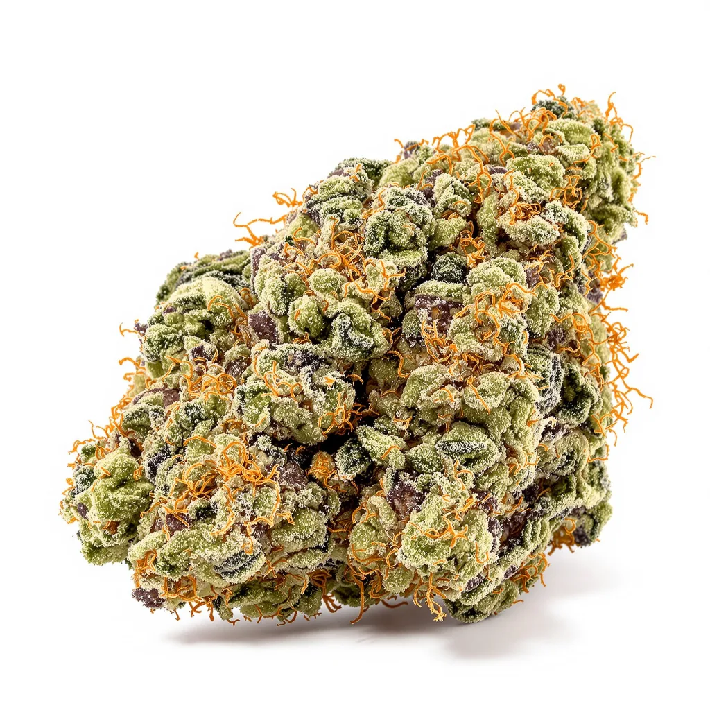 Magnum 49% indica / 51% sativa flower with visible trichomes