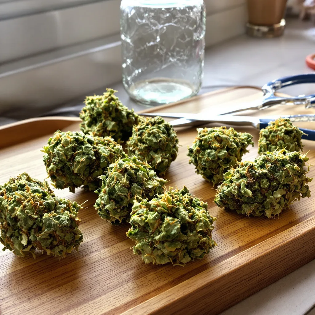 Malawi Gold 11% indica / 89% sativa flower with visible trichomes