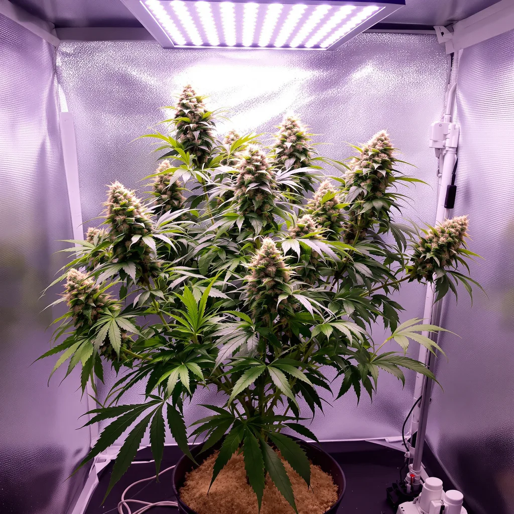 Mango cannabis plant in flowering stage — approx. 90 cm feminised