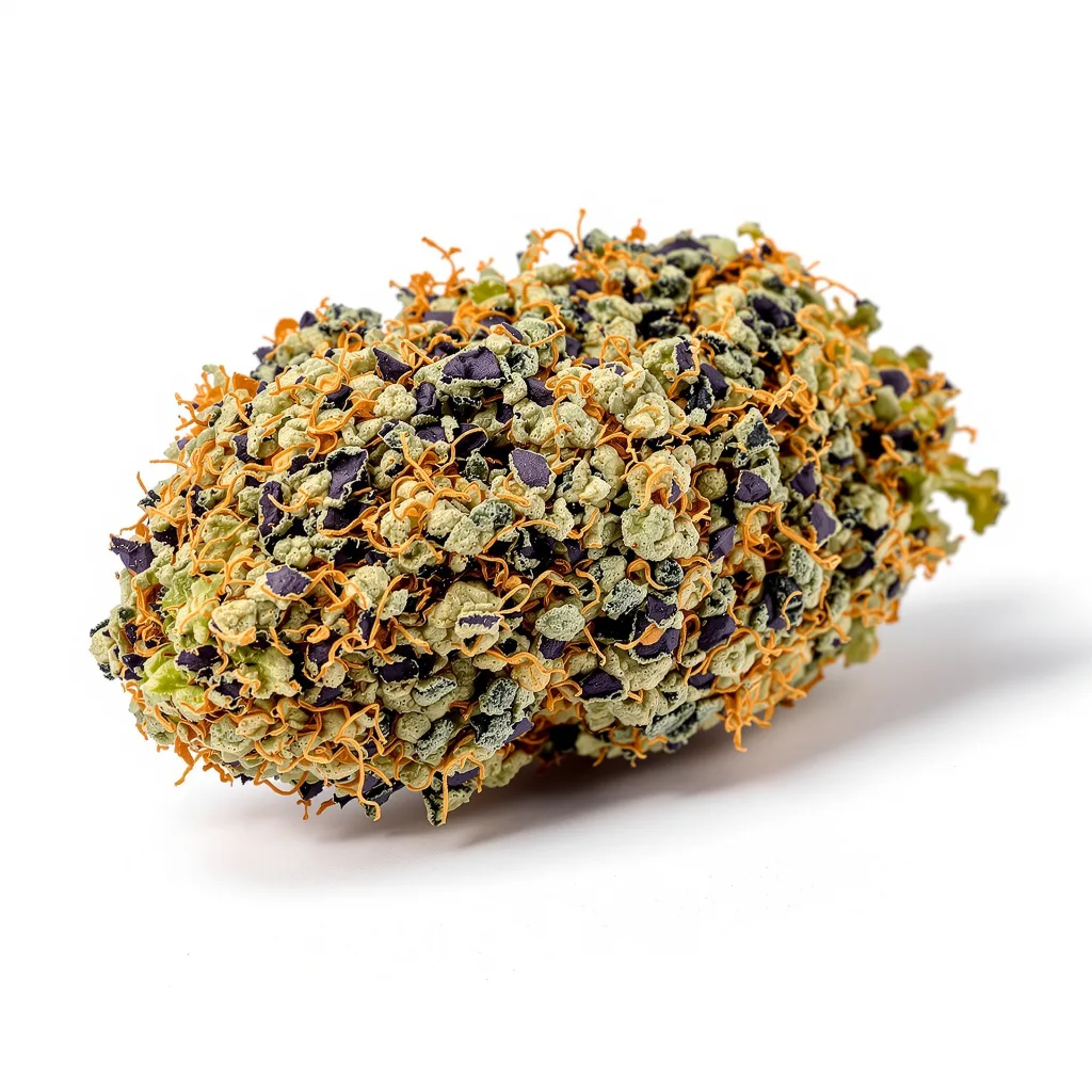 Mango 67% indica / 33% sativa flower with visible trichomes