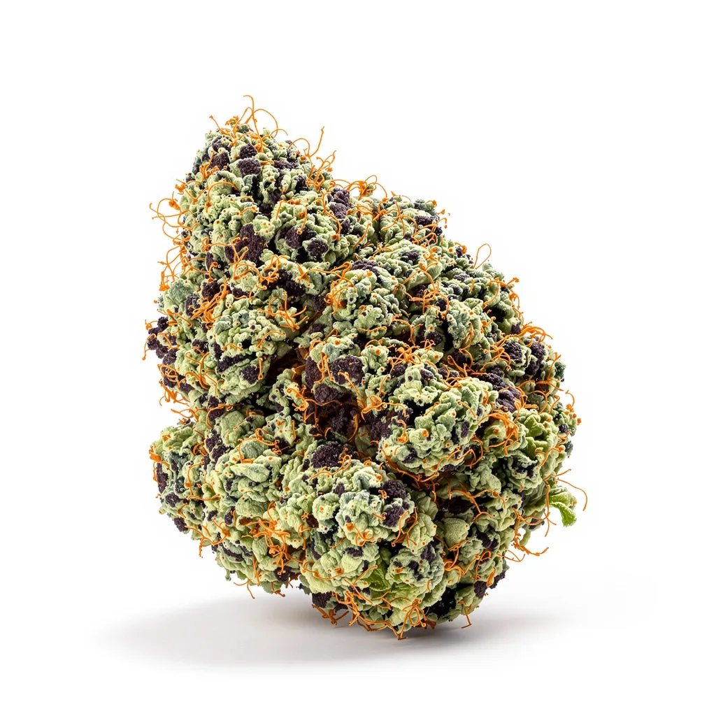 Mango Kush 89% indica / 11% sativa flower with visible trichomes