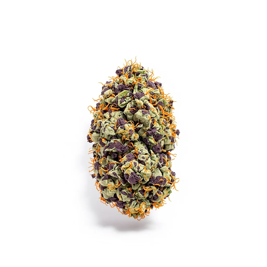 Marcosus Marshmellow 87% indica / 13% sativa flower with visible trichomes