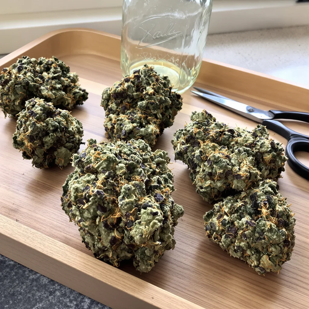 Marionberry Kush 80% indica / 20% sativa flower with visible trichomes