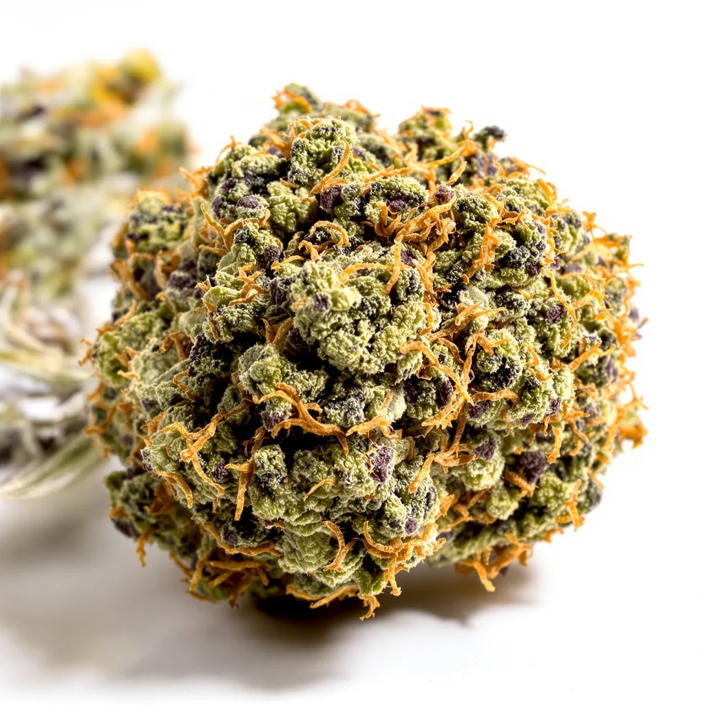 Marionberry Kush 80% indica / 20% sativa flower with visible trichomes