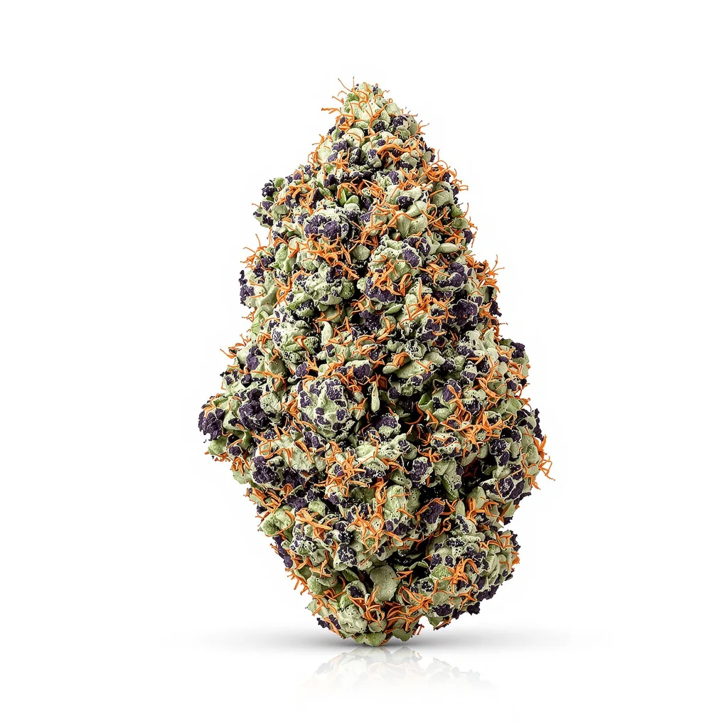 Matanuska Thunder Fuck 77% indica / 23% sativa flower with visible trichomes