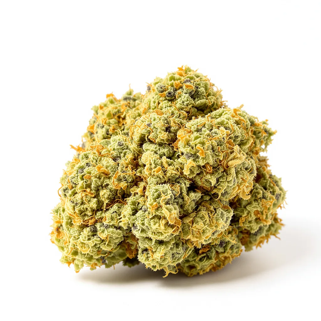 Mataro Blue CBD 54% indica / 46% sativa flower with visible trichomes