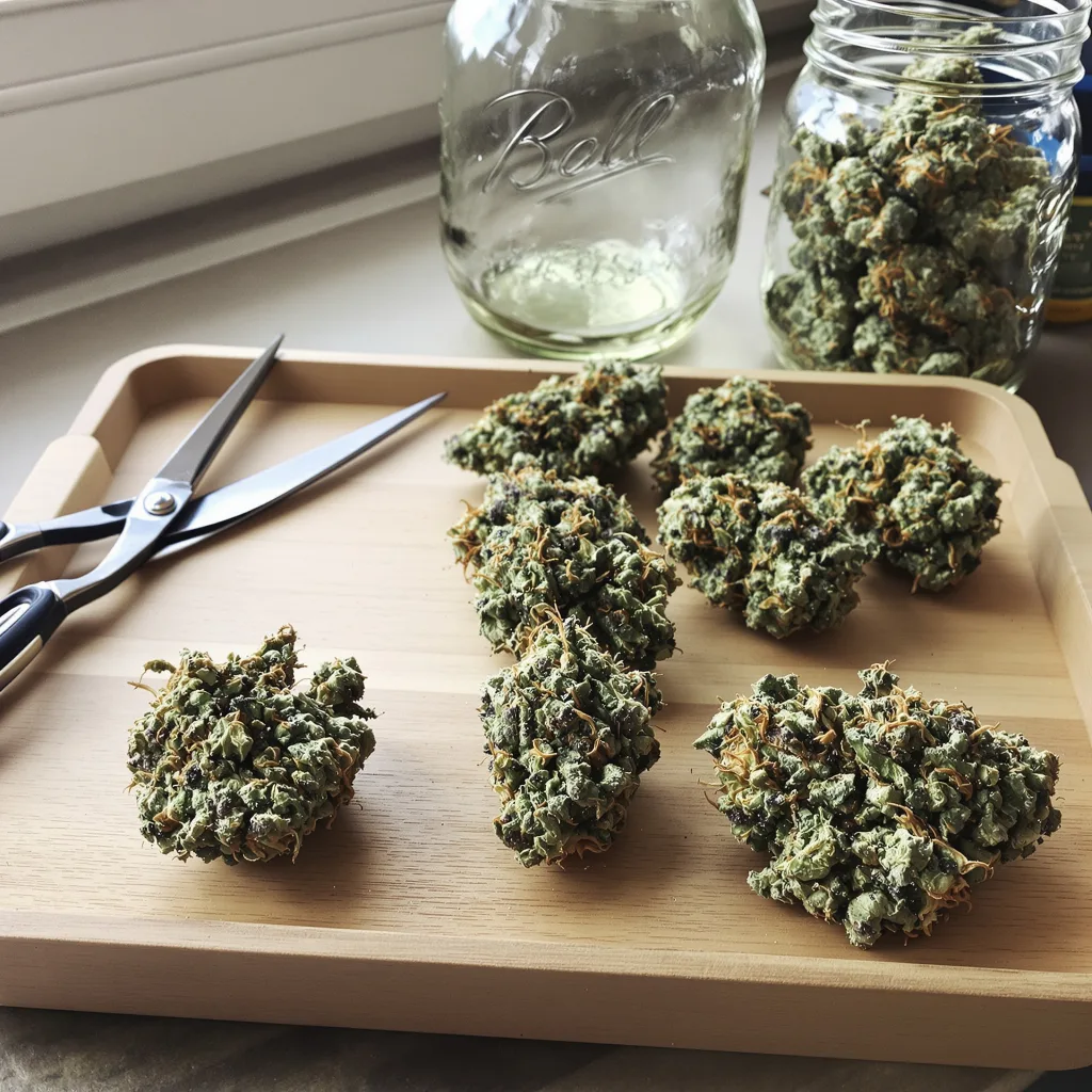 Maui Haole 55% indica / 45% sativa flower with visible trichomes