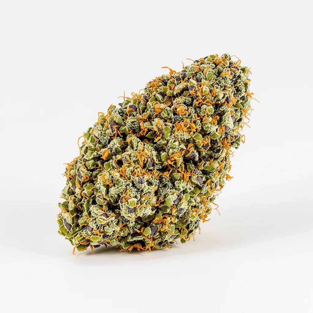 Maui Pineapple Chunk 41% indica / 59% sativa flower with visible trichomes