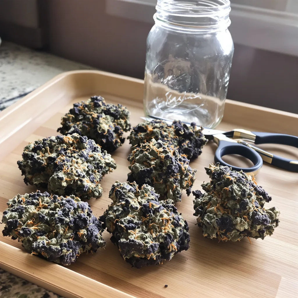Mazar I Sharif 80% indica / 20% sativa flower with visible trichomes