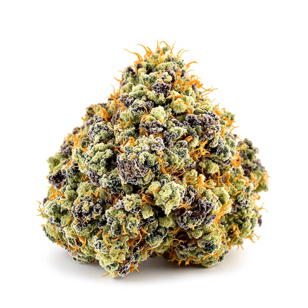Mean Misty 35% indica / 65% sativa flower with visible trichomes