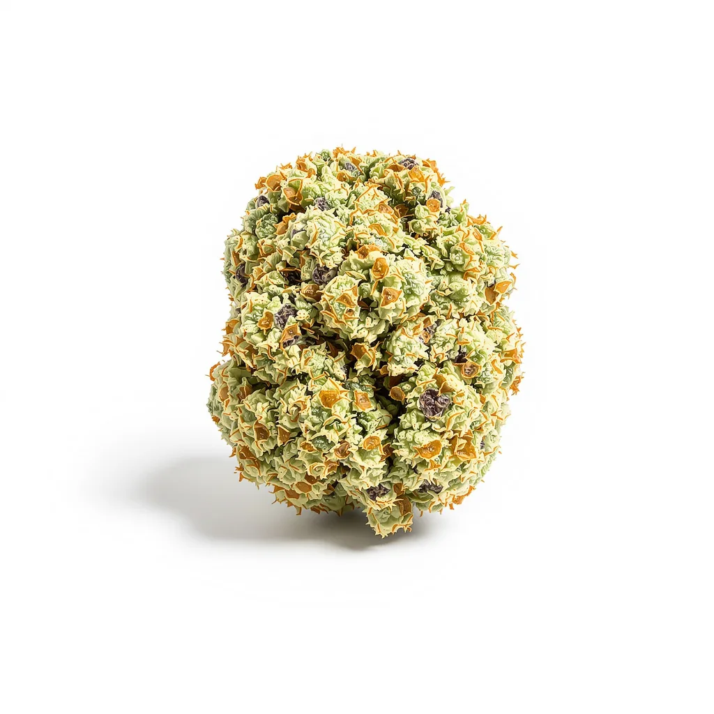 MedGom CBD 53% indica / 47% sativa flower with visible trichomes