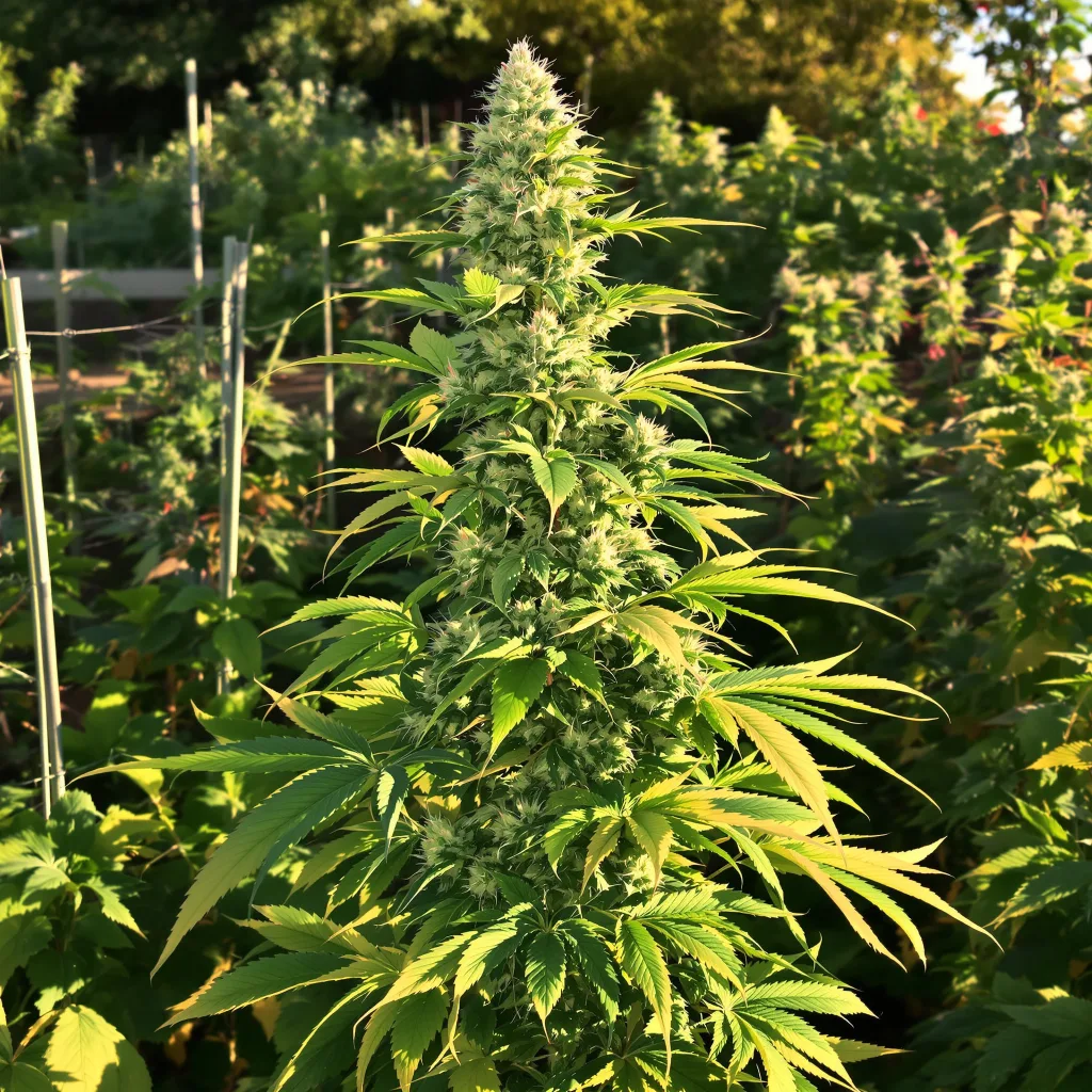Mendo Breath 60% indica / 30% sativa flower with visible trichomes