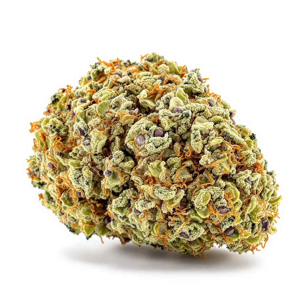 Millennium 48% indica / 52% sativa flower with visible trichomes