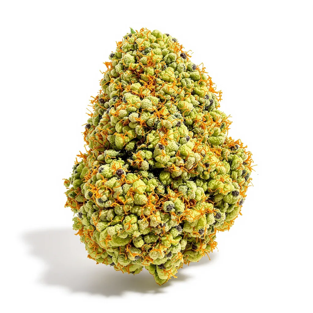 Mimosa 30% indica / 70% sativa flower with visible trichomes