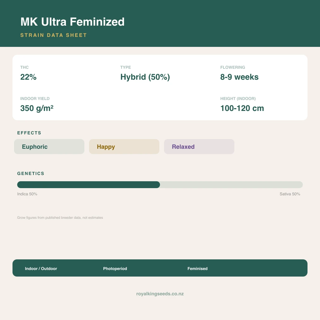 MK Ultra 50% indica / 50% sativa flower with visible trichomes