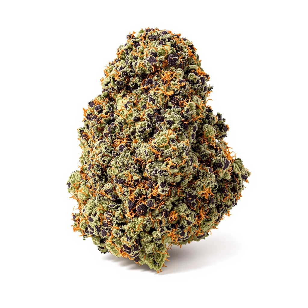 Monster Cookies 80% indica / 20% sativa flower with visible trichomes