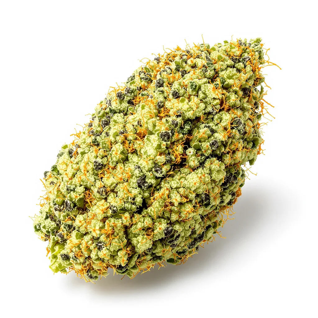 Moonshine Haze 14% indica / 86% sativa flower with visible trichomes