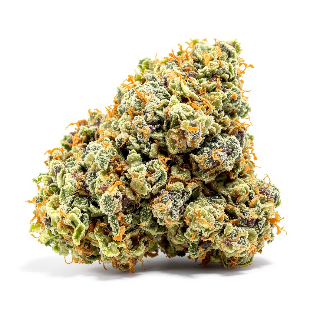 Morning Glory 43% indica / 57% sativa flower with visible trichomes