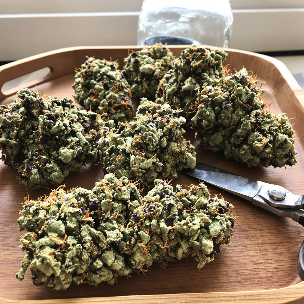 Mother’s Helper 49% indica / 51% sativa flower with visible trichomes
