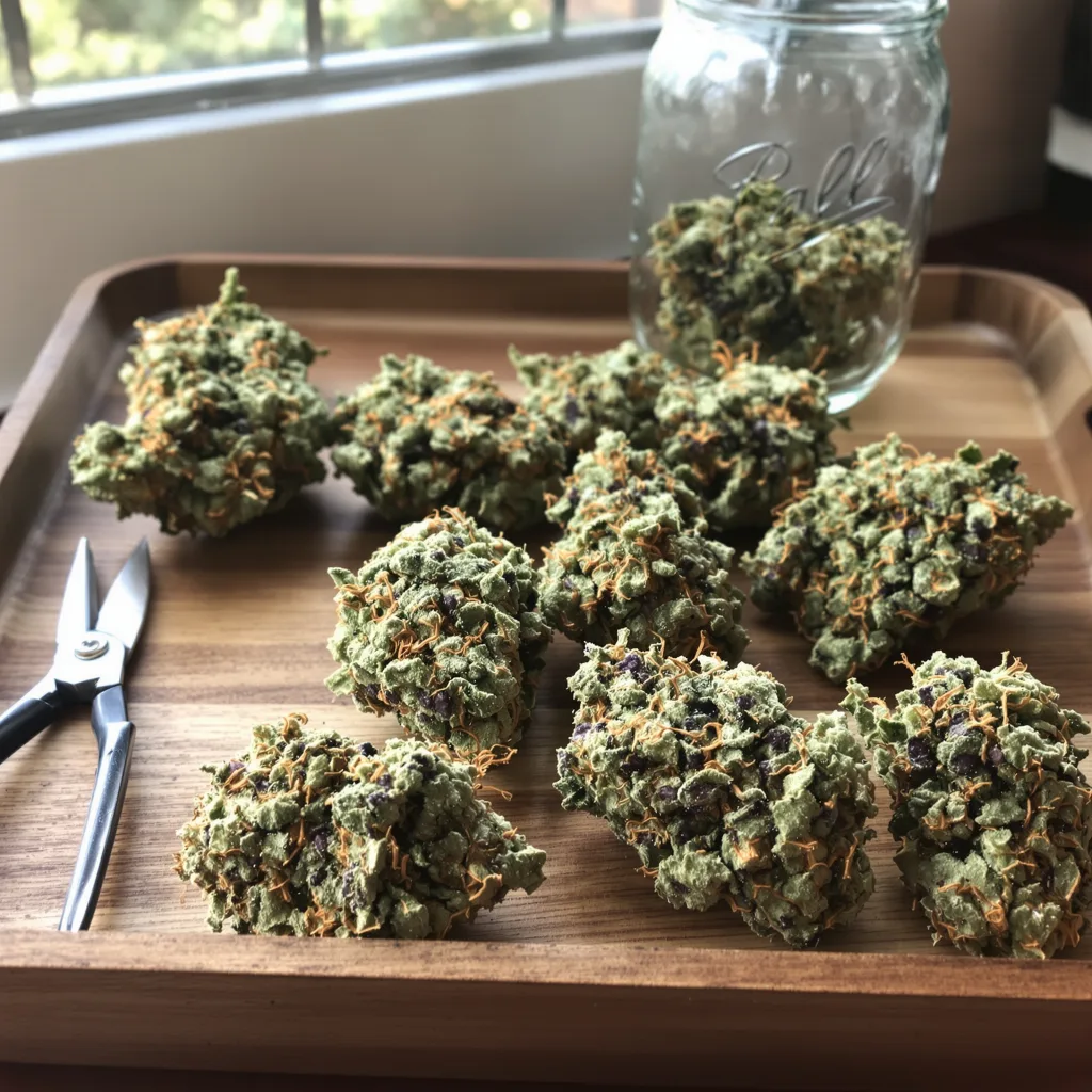 Motorbreath #15 62% indica / 38% sativa flower with visible trichomes
