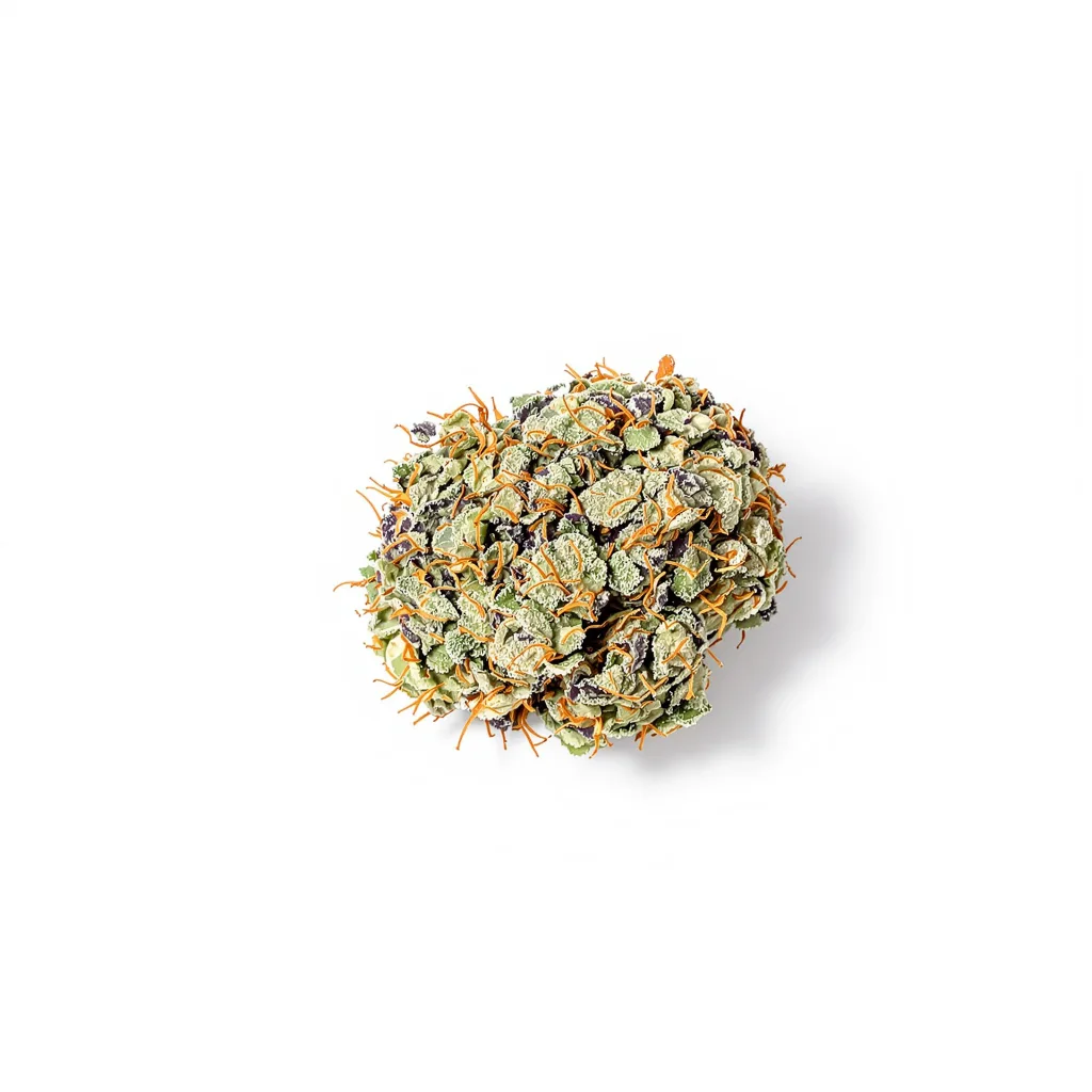 Mr. Tusk 60% indica / 40% sativa flower with visible trichomes
