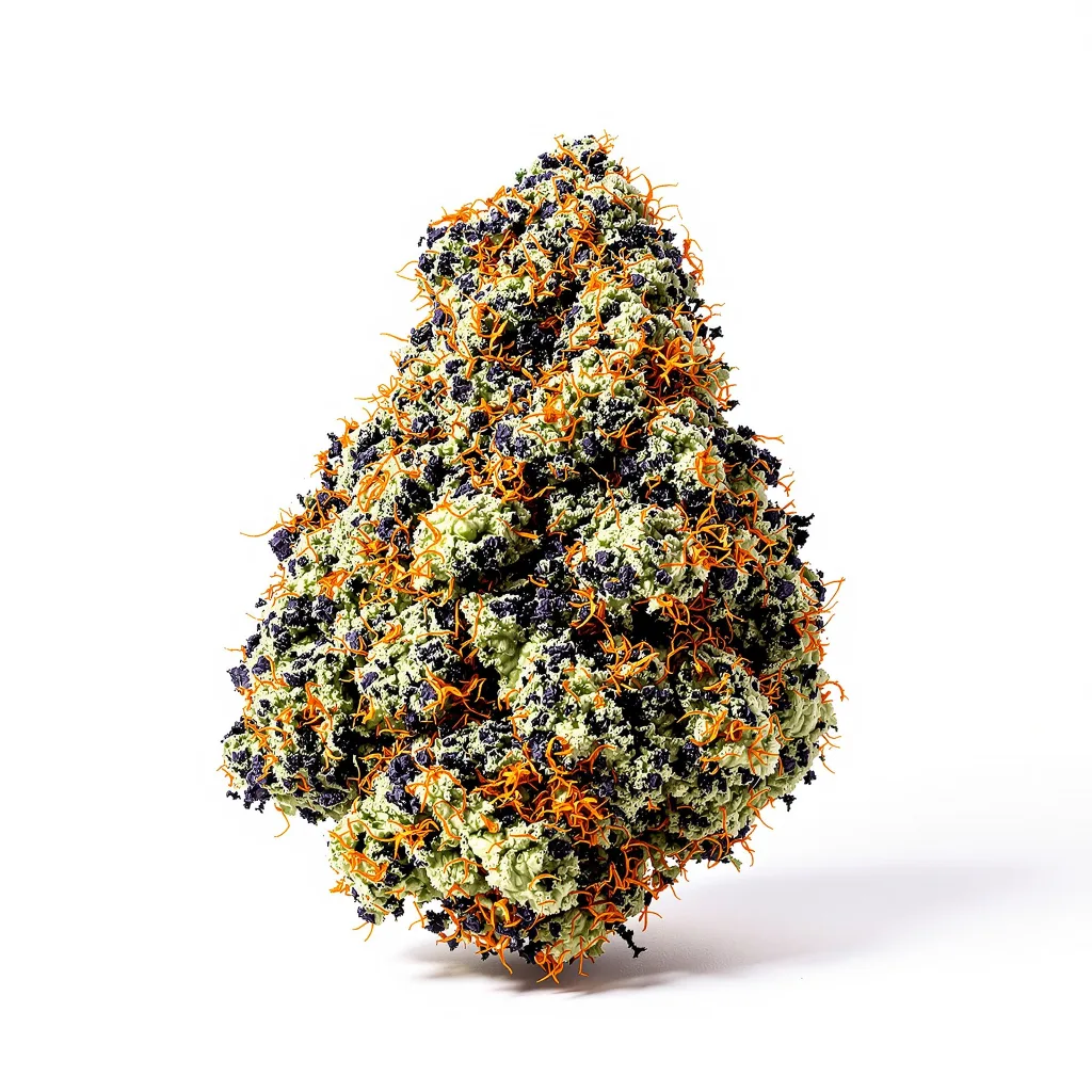 Neptune OG 76% indica / 24% sativa flower with visible trichomes