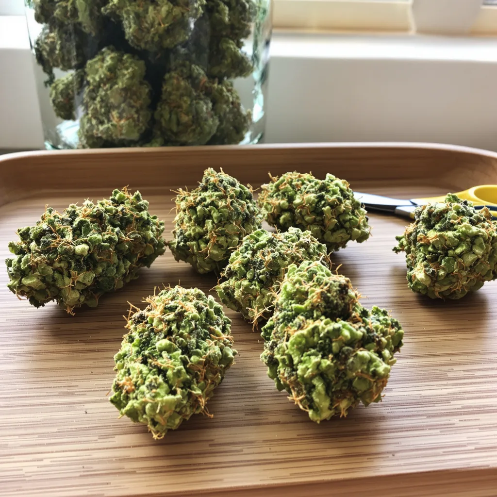 Neville's Haze 20% indica / 80% sativa flower with visible trichomes