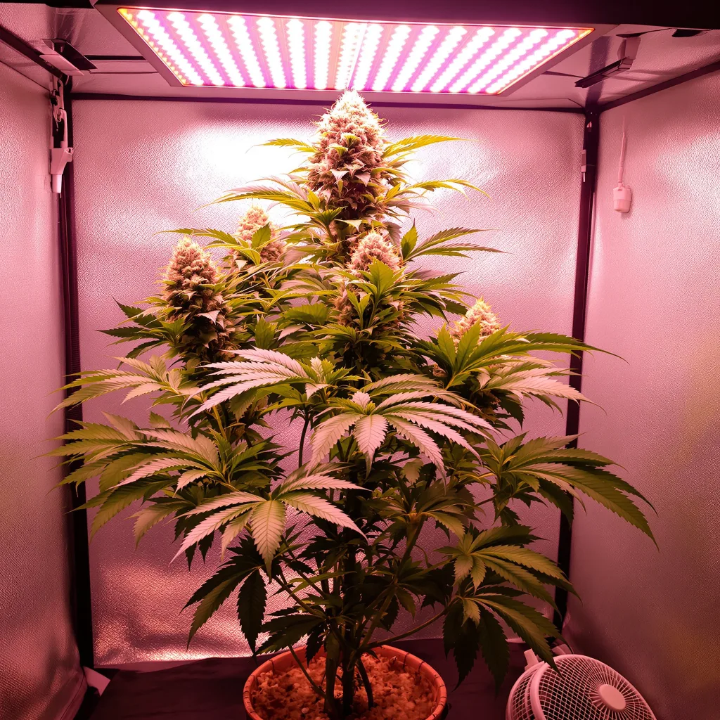 Night Terror OG cannabis plant in flowering stage — 90-130 cm feminised